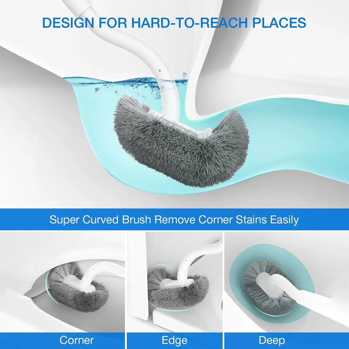 Wall-Mounted Toilet Brush Holder, Space-Saving Design, Curved Bristles Clean Corners, Quick-Dry Antibacterial, Easy Maintenance Bathroom Essential