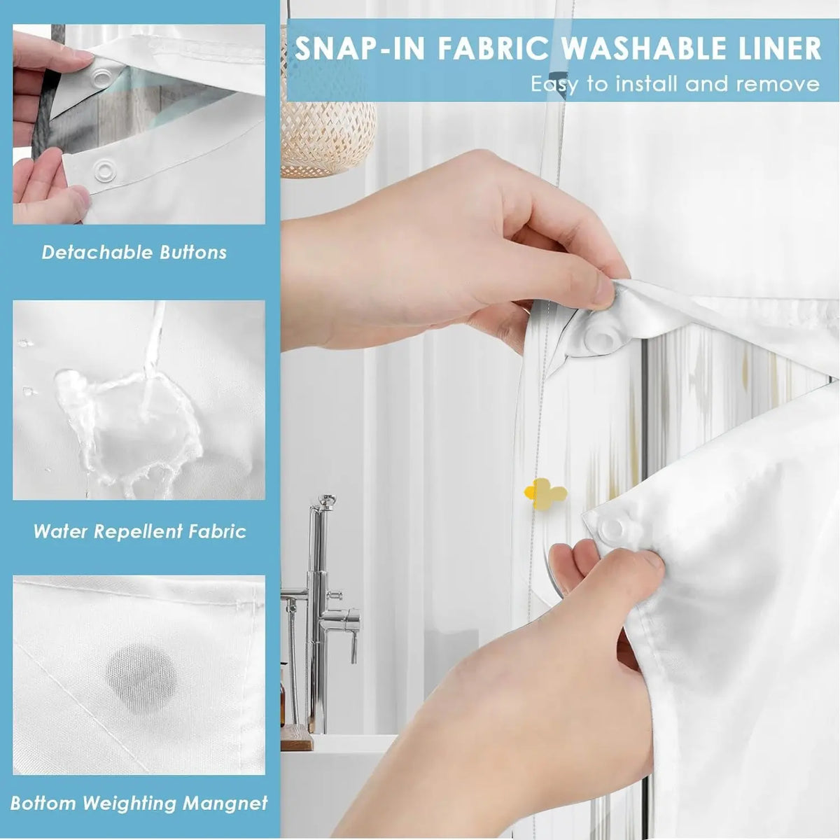 1PC 2D Flat Yellow & White Daisy Floral Butterfly Pattern Double-Layer Woven Shower Curtain, Floral Shower Curtains For Bathroom, No Hooks, Transparent Top Window, Removable Snap-On Liner, Modern Bathroom Partition Art Decor, Holiday Decoration