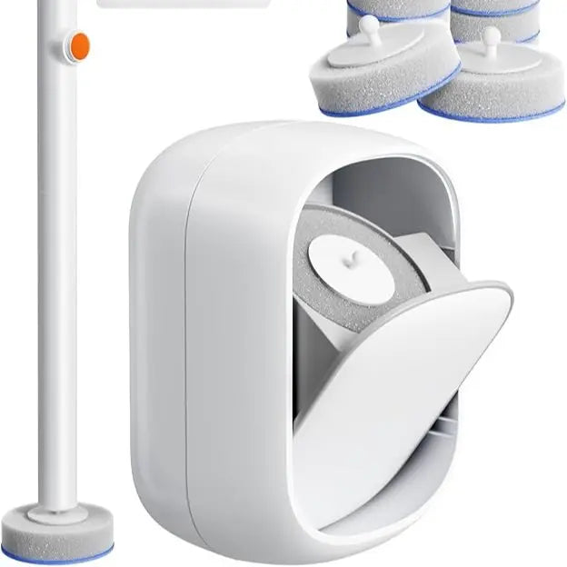 Wall-Mounted Disposable Plastic Toilet Brush Cleaner Set with Stainless Steel Holder - 8 Ribbed Polyurethane Refills, No-Touch Wand, Quick Release System, ABS, Rim/Corner Reach, Lightweight Minimalist Space-Saving Daily Cleaning Bathroom Kit (Great Gift)