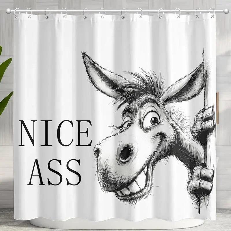 Funny Highland Cow Bathroom Decor Are You Pooping Whimsical Style Stainless Waterproof Shower Curtain for Humorous Home and Gifts Waterproof Fabric Twelve Hook Easy Installation