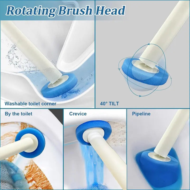 Disposable Toilet Bowl Cleaning Kit with 8 PcS Cleaner Refills Toilet Bowl Wand Holder SetBathroom Cleaning System for Sink Bathtub Drain Wash Basin Urinal Wall-Mount Scrubbing Wall-Mounted Brush