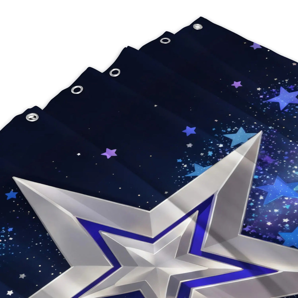 LVRLVR 4Pcs Dallas Cowboys Silver Star Galaxy Print Sports Fan Style Multi-Color Bathroom Shower Curtain Set 70.8×70.8 Inch