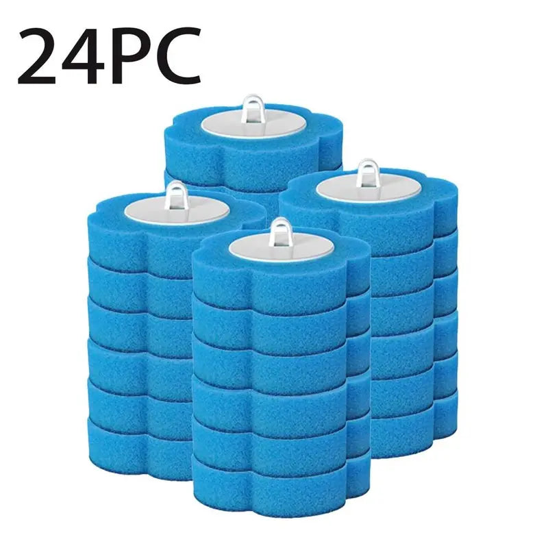 Wall-Mounted ABS Plastic Toilet Wand Disposable Cleaning Kit - Bathroom Cleaning Tool, Daily 17in Long Handle Lightweight Toilet Brush & Plungers, Ergonomic Handle, Soft Sponge Scrub, 1+18 Replaceable Heads, Space-Saving Storage Box for Small Bathrooms