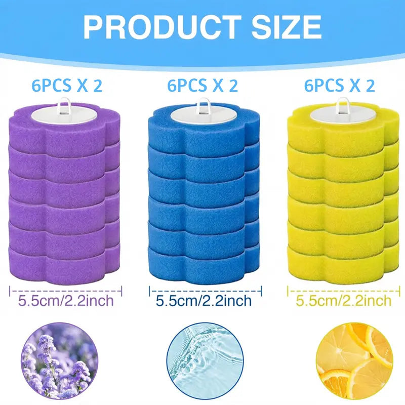 Disposable Toilet Scrubber Wand - Plastic Bathroom Cleaning Tool, Disposable Toilet Cleaning System with Flower-Shaped Sponge Heads, Built-In Solution, Long Handle for Hard-To-Reach Areas & Deep Clean