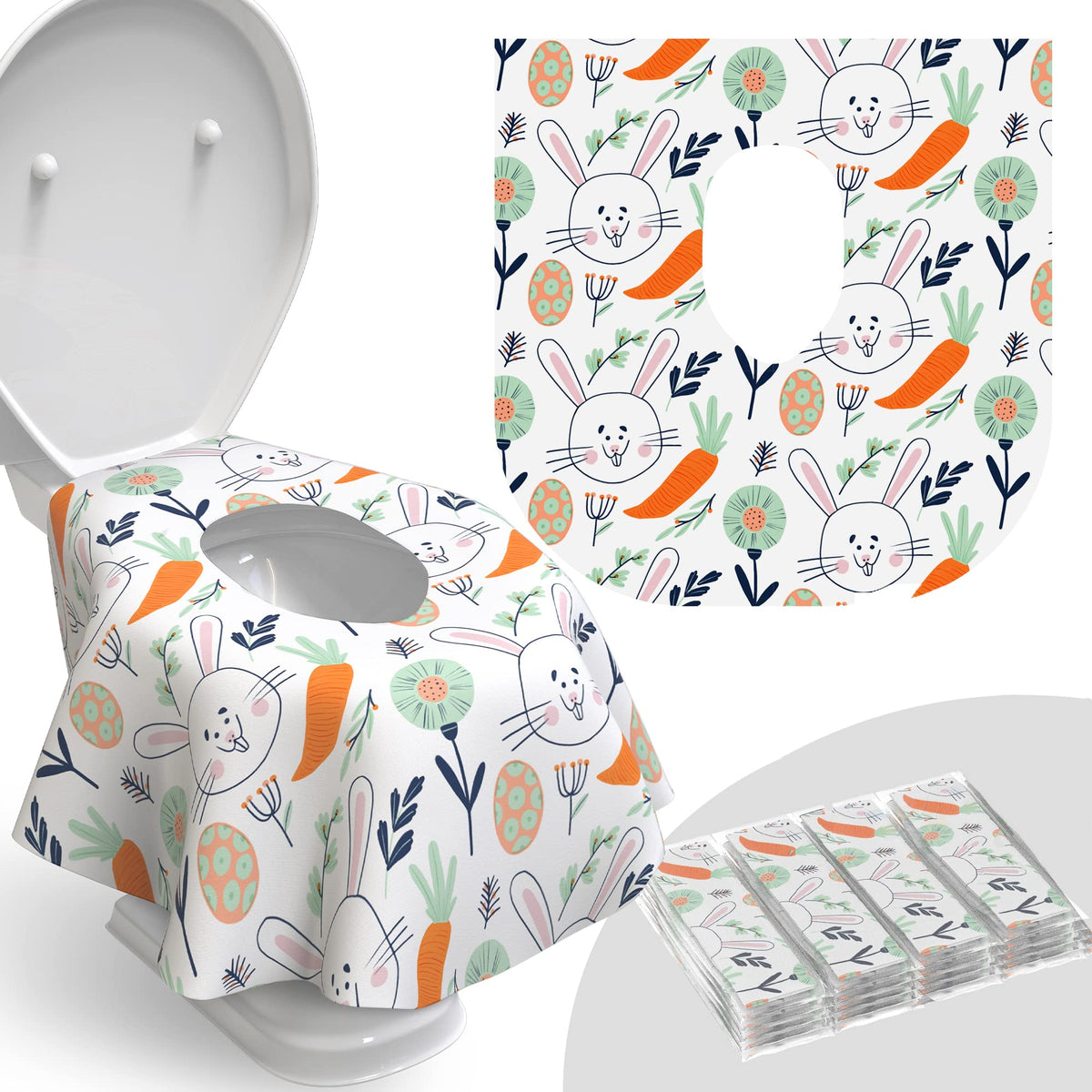 Relyo Disposable Toilet Seat Cover for Travel, Kids, 20 Pack, Bunny
