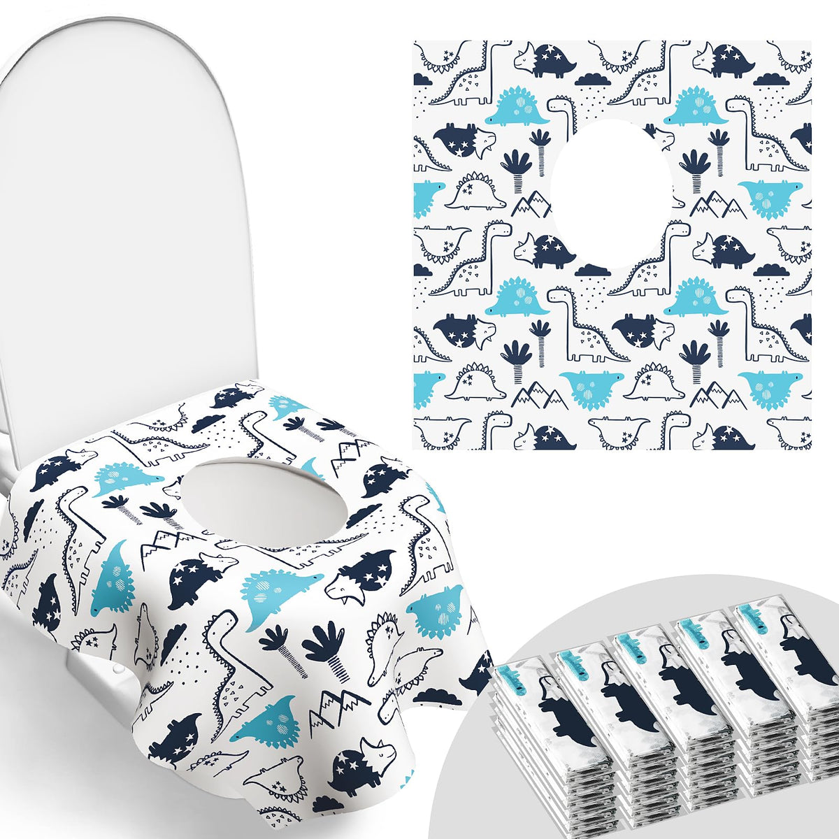 30 Pack Toilet Seat Covers Disposable, Kids, and Adults, Individually Wrapped for Travel, Large Waterproof Potty Covers for Toddlers, Toddler Potty Training for Public Restroom, Airplane, Trip - Leaf