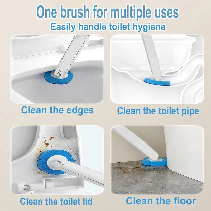 Disposable Toilet Bowl Cleaning Kit with 18/36 Plastic Cleaner Refills, Long-Handle Rotatable Sponge Scrub Brush, Wall-Mount Storage Caddy, Fragrance-Free Low-Foaming Cleaners for Toilet, Sink, Bath Tub Accessories, Cleaning Supplies, Toilet Bowl Cleaners