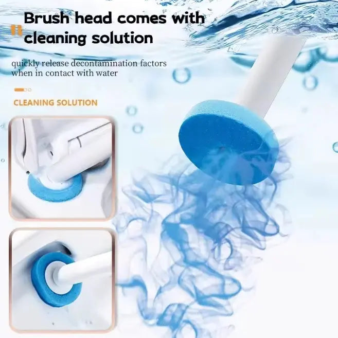 Wall-Mounted Toilet Wand, Disposable Bathroom Cleaning Tool with 8PCS Replaceable No-Rinse Brush Heads, Long Handle Toilet Accessory