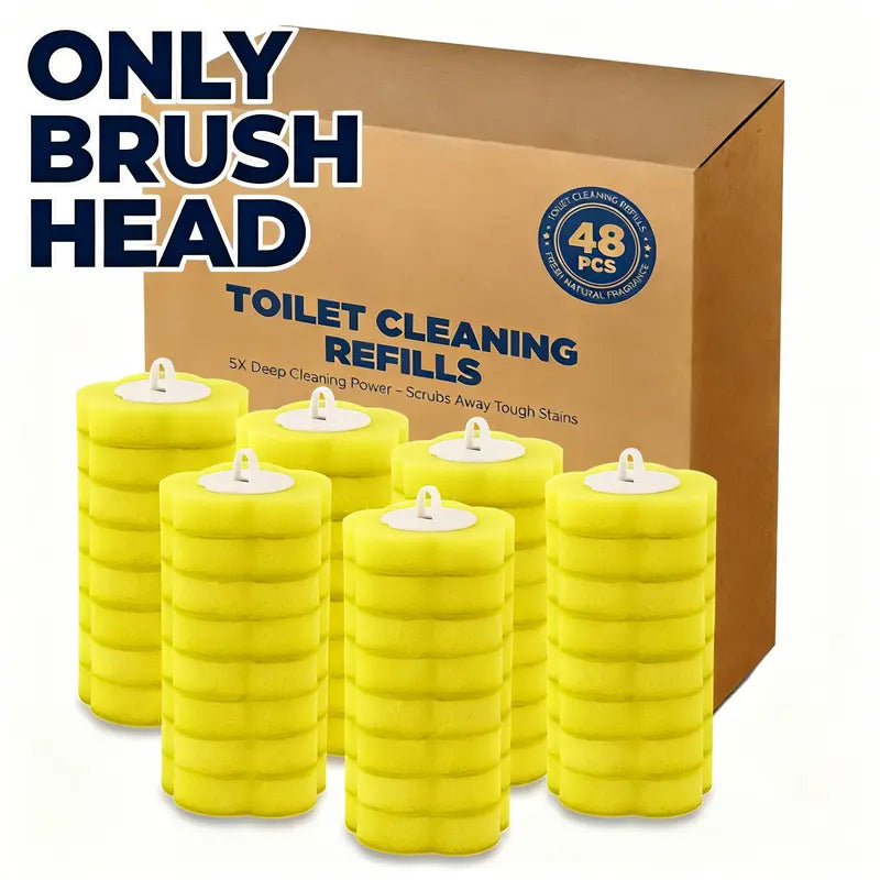 CLEALOM 2PCS Disposable Toilet Brush and Holder Set,Extended Handle with 48PCS Cleaner Refills,Toilet Brush for Toilet Bowl Cleaners,Bathroom Cleaning System for Sink,Bathtub,Basin,Urinal,Bathroom Cleaning Kit, Wall-Mount Scrubbing Toilet Brush