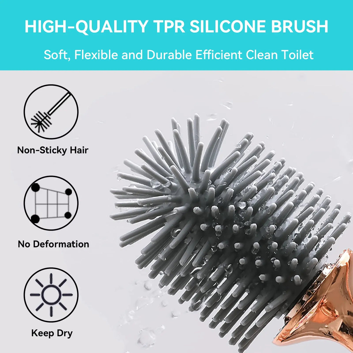 Aokala Long Handle, Toilet Brush and Holder, Bathroom Brush Cleaner, Silicone Toilet Bowl Brush Set, Modern Bathroom Design, Durable Deep Cleaning Tool, Toilet Bowl Scrubber, Bathroom Cleaning Tools