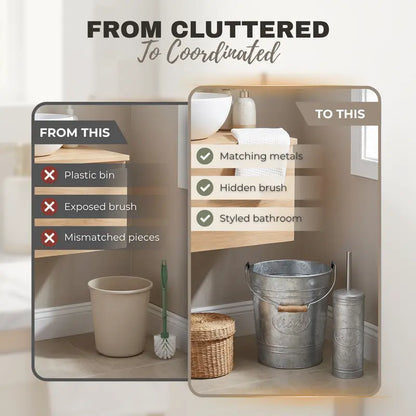 Autumn Alley Farmhouse Galvanized Trash Can & Toilet Brush Set