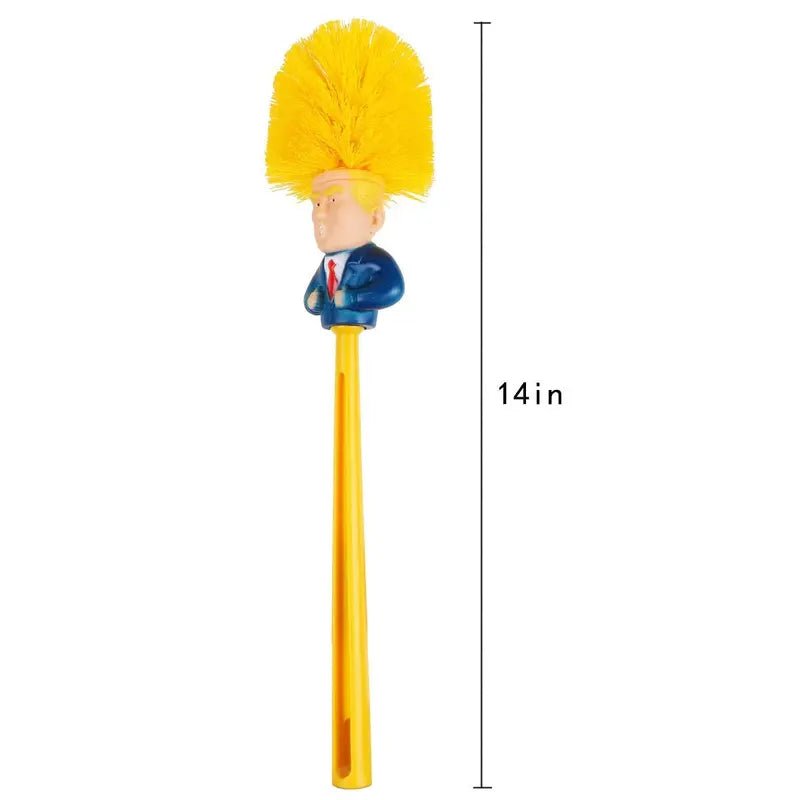 Donald Themed 1-Piece Durable Long Reach Toilet Bowl Brush & Plunger, Glass-Plastic Bathroom Cleaning Supplies, Daily Political Gag Gift for Humor Lovers with "Make Your Toilet Great Again" Design