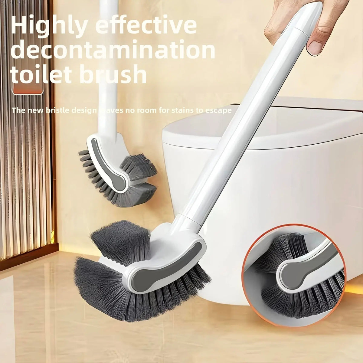 C-Shaped Toilet Brush with Wall Hook, No Dead Corner Deep Cleaning Brush, Long Handle Bathroom Scrubber for Household Use
