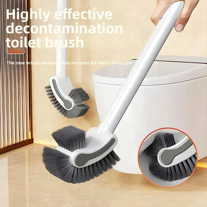 C-Shaped Toilet Brush with Wall Hook, No Dead Corner Deep Cleaning Brush, Long Handle Bathroom Scrubber for Household Use