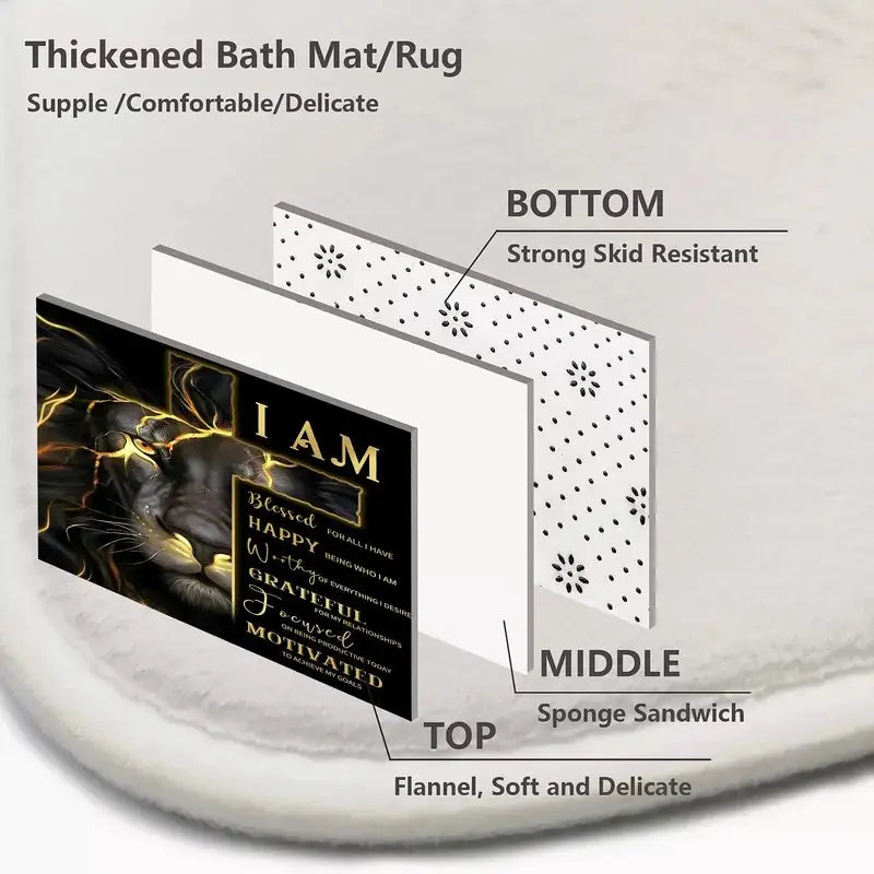 1pc/4pcs cross and lion shower curtain set, non-slip floor mat, U-shaped carpet, toilet lid cover, perfect for bathroom decoration, partition, beautify the space, 12 shower curtain hooks are included