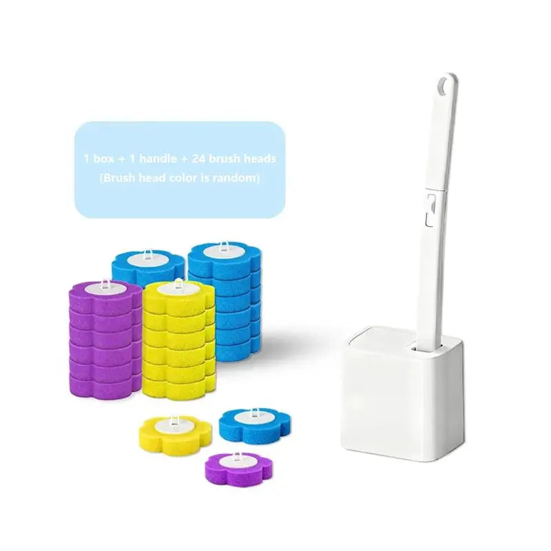 Wall-Mounted Toilet Wand Kit - Eco-Friendly Plastic Disposable Cleaning System with Sponge, 36 Replaceable Heads, Easy Swap, Plunger, Grey, Lavender & Ocean Scents, Adhesive Tape Install, Space-Saving Upgraded Toilet Brush Set for Modern Bathrooms