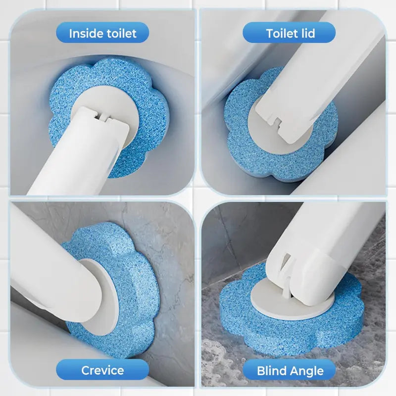 Premium Plastic Disposable Toilet Brush Complete Kit, Bathroom Accessory with Toilet Wand, Reusable Wand, Snap-Swap Replaceable Heads, Long Handle, Water-Activated Cleaner for U-Bend Deep Clean, Odor-Free System