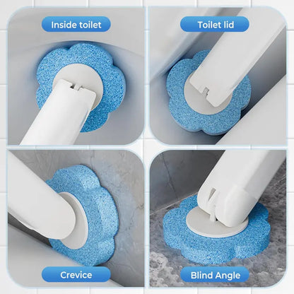 Premium Plastic Disposable Toilet Brush Complete Kit, Bathroom Accessory with Toilet Wand, Reusable Wand, Snap-Swap Replaceable Heads, Long Handle, Water-Activated Cleaner for U-Bend Deep Clean, Odor-Free System
