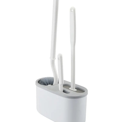 Japanese-Style Wall-Mounted 3-Piece Plastic Toilet Scrubber Brush Set - Long Handle, Soft Bristles, 360° Rotatable Head, Gentle Comprehensive Cleaning, Space-Saving Bathroom Home Supply Essential, Japanese-Style Design