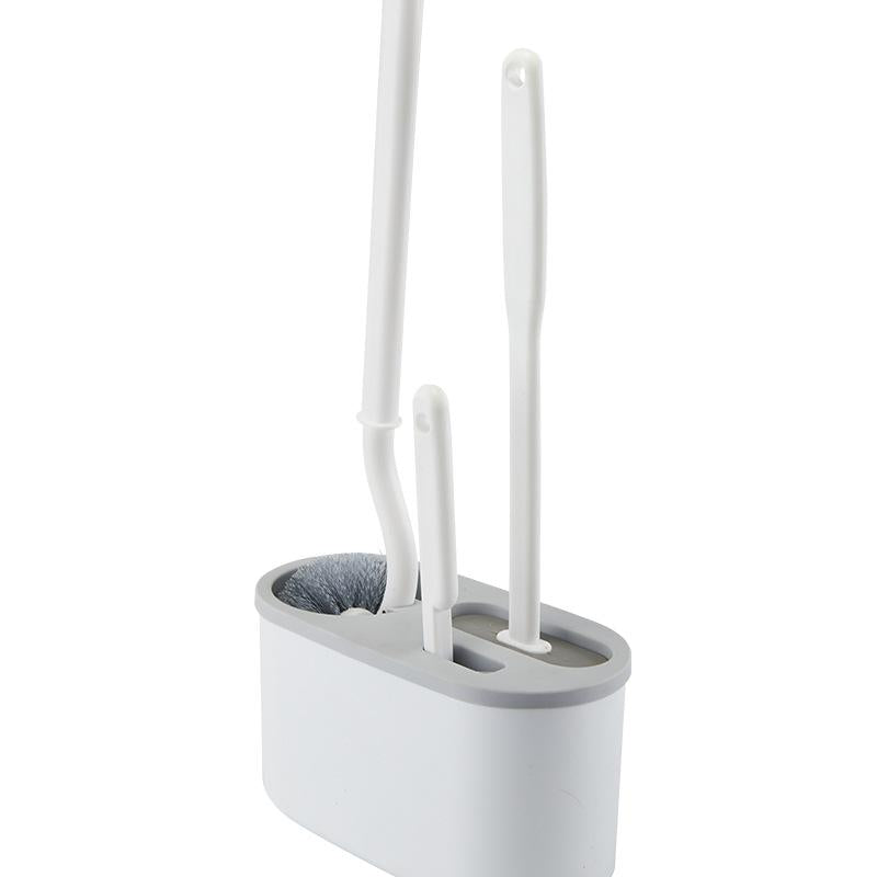 Japanese-Style Wall-Mounted 3-Piece Plastic Toilet Scrubber Brush Set - Long Handle, Soft Bristles, 360° Rotatable Head, Gentle Comprehensive Cleaning, Space-Saving Bathroom Home Supply Essential, Japanese-Style Design