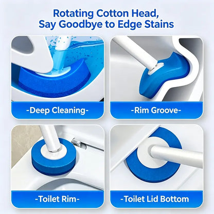Wall-Mounted Toilet Bowl Brush Kit - New Upgrade Disposable Self-Cleaning Pads, Wand, Plastic Box, Compact Space-Saving Bathroom Organiser, Multifunctional 3-Layer Deep Clean, Removable & Washable, Adhesive Tape, No Pre-Rinse/Mess/Odors