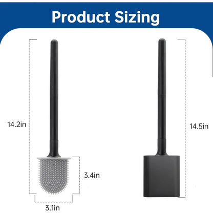 Black Wall-Mounted Compact Space-Saving RV Toilet Brush, Silicone Anti-Fouling Cleaning Tool, Anti-Roll, Drip-Free Hold, Water-Collecting, Safe for RV Travel Trailers & Campers