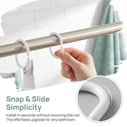 20pcs C-shaped Shower Curtain Hook, Simple Multifunctional Plastic Curtain Hook, Curtain Rod Rings, Suitable for Bathroom Wardrobe Cabinet, Bathroom Accessories -YY1