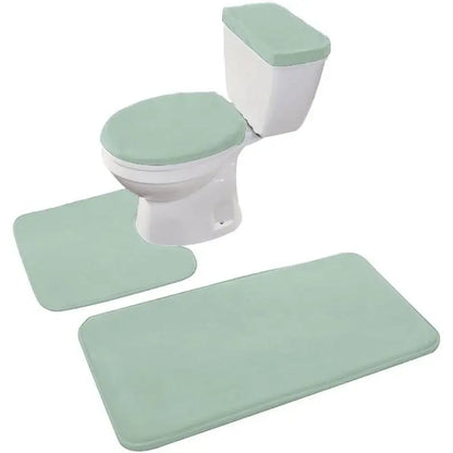 Black 4-Piece Soft Thick Velvet Memory Foam Bathroom Toilet Mat Set - Includes Toilet Seat Cover, Decorative Tank Cover, Bathroom Rug (Home Supply), Quantity Per Pack": "Four Pieces