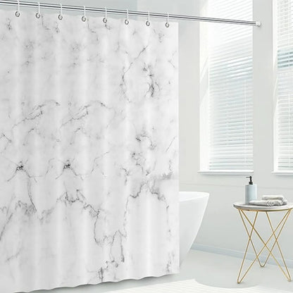 Luxury Marble Texture Polyester Shower Curtain, Thickened Material, Versatile Design, High-End Feel, Suitable for Multiple Scenarios, Bathroom Decoration Accessories, Waterproof Bathroom Curtain, Home Goods, Decorative Shower Curtain