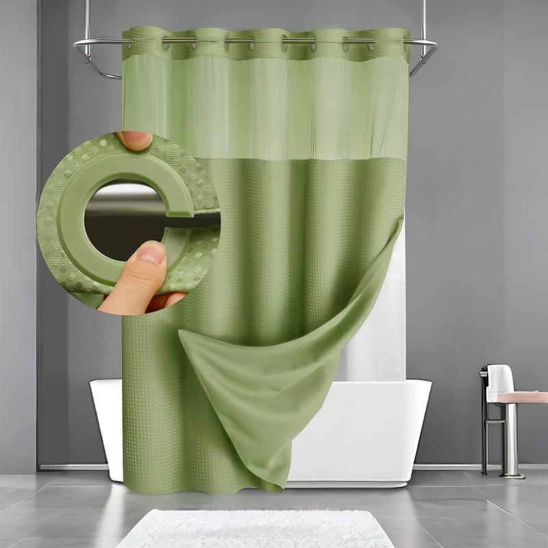 Waffle Pattern Shower Curtain, Shower Curtain Liner, Removable Shower Curtain, 1 Count Modern Waterproof Bathroom Curtain, Bathroom Accessories for Home Hotel Salon Dormitory Decor, Shower Curtain and Liner, Bathroom Curtains Shower
