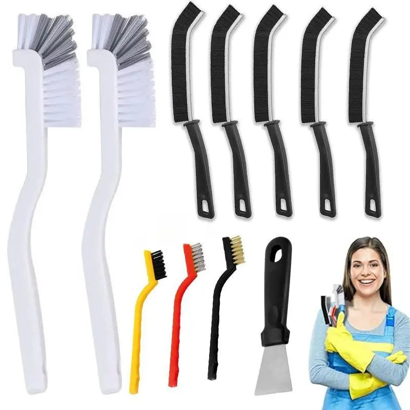 11/14 pcs Multi-Purpose Bathroom & Kitchen Cleaning Brush, Grout, Tile joints & Window Track Duster, Deep Cleaning Without Scratching, Toilet Corner Cleaner, Toilet Scrubber, Home Cleaning Kit