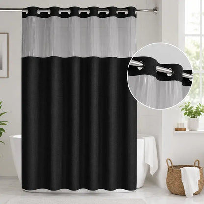 No Hook  Waffle Pattern Shower Curtain, 1 Count Modern Simple Bathroom Curtain with Snap in Liner Set, Shower Curtain Liner, Bathroom Decor, Size Adaptability Bathroom Accessories for Hotel Salon Room Home Decor 72*75inch