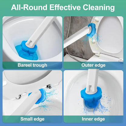 Disposable Toilet Bowl Cleaning Kit with 18/36 Plastic Cleaner Refills, Long-Handle Rotatable Sponge Scrub Brush, Wall-Mount Storage Caddy, Fragrance-Free Low-Foaming Cleaners for Toilet, Sink, Bath Tub Accessories, Cleaning Supplies, Toilet Bowl Cleaners