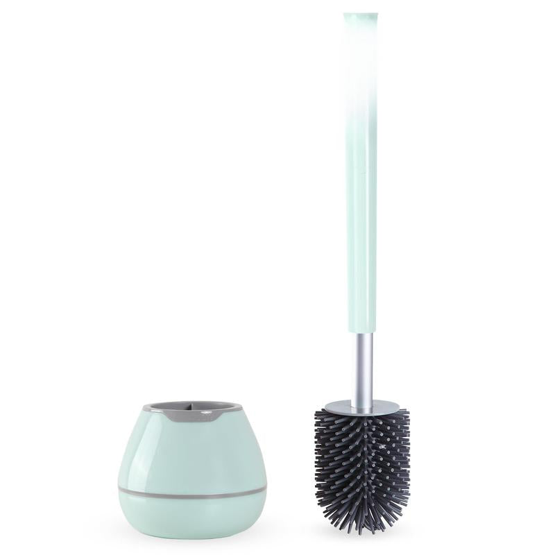 Toilet Brush And Holder Set  Silicone Bowl Cleaner Scrubber With Tweezers For Bathroom Cleaning Rv Accessories House Organization Must-haves - Pink