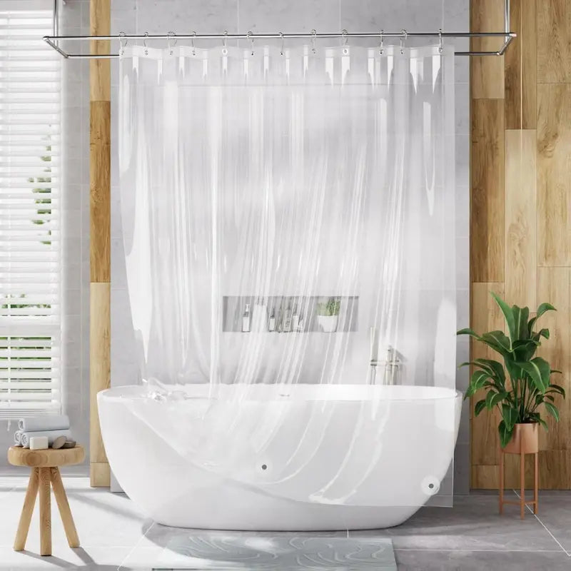 [New Deal] PEVA Plastic Shower Curtain Liner, 72x72 Clear Waterproof Lightweight Modern Liner for Bathroom, with 3 Magnets, 12 Rustproof Metal Grommets, Compatible with Straight Shower Curtain Rods