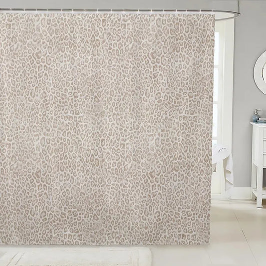 Feelyou Beige Waterproof Polyester Bathroom Curtains Shower, Digital Print Cheetah Print Curtains, Modern Art Household Textiles for Multi-Size Shower Stall, Bathtub Accessories