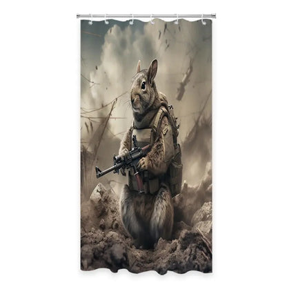 Warrior Squirrel Animal Print Waterproof Polyester Shower Curtain - Black & Green Fabric, Metal Grommets, Animals Design, Machine Washable, Hanging, 72w x 72l (Pack of 1), Multiple Sizes, Best Gift for the Bathroom