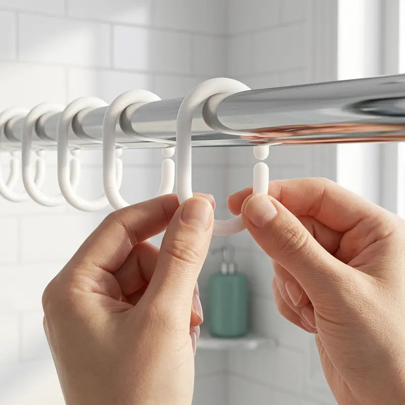 20pcs C-shaped Shower Curtain Hook, Simple Multifunctional Plastic Curtain Hook, Curtain Rod Rings, Suitable for Bathroom Wardrobe Cabinet, Bathroom Accessories -YY1