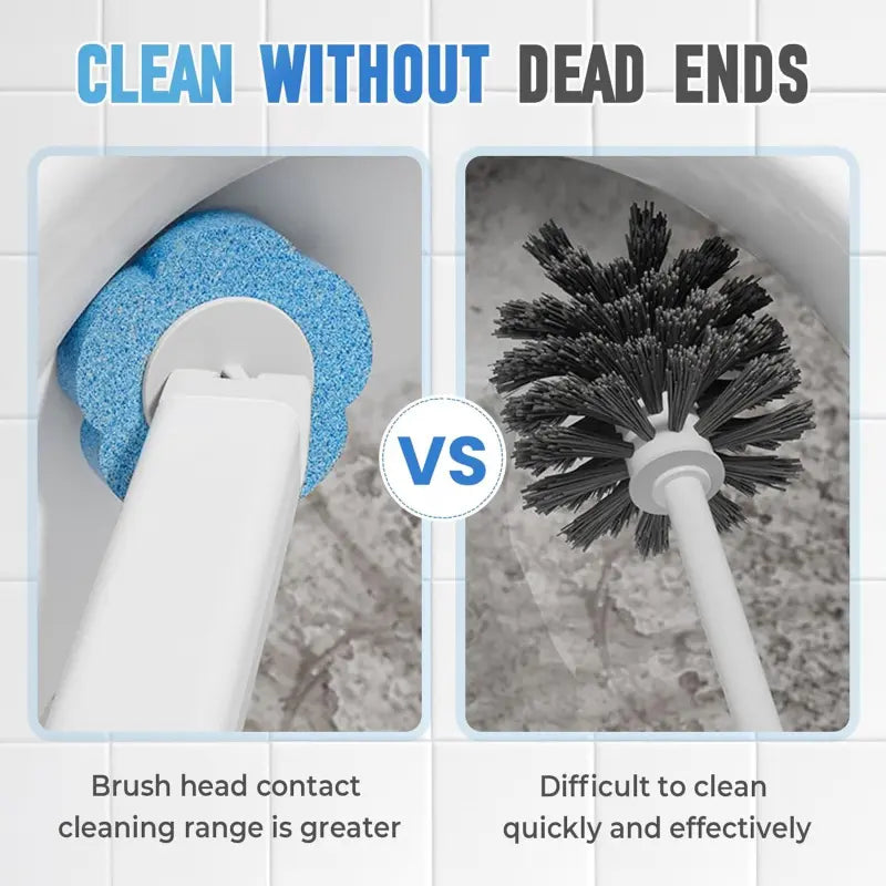Premium Plastic Disposable Toilet Brush Complete Kit, Bathroom Accessory with Toilet Wand, Reusable Wand, Snap-Swap Replaceable Heads, Long Handle, Water-Activated Cleaner for U-Bend Deep Clean, Odor-Free System