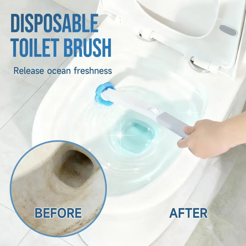 CLEALOM 2PCS Disposable Toilet Brush and Holder Set,Extended Handle with 48PCS Cleaner Refills,Toilet Brush for Toilet Bowl Cleaners,Bathroom Cleaning System for Sink,Bathtub,Basin,Urinal,Bathroom Cleaning Kit, Wall-Mount Scrubbing Toilet Brush