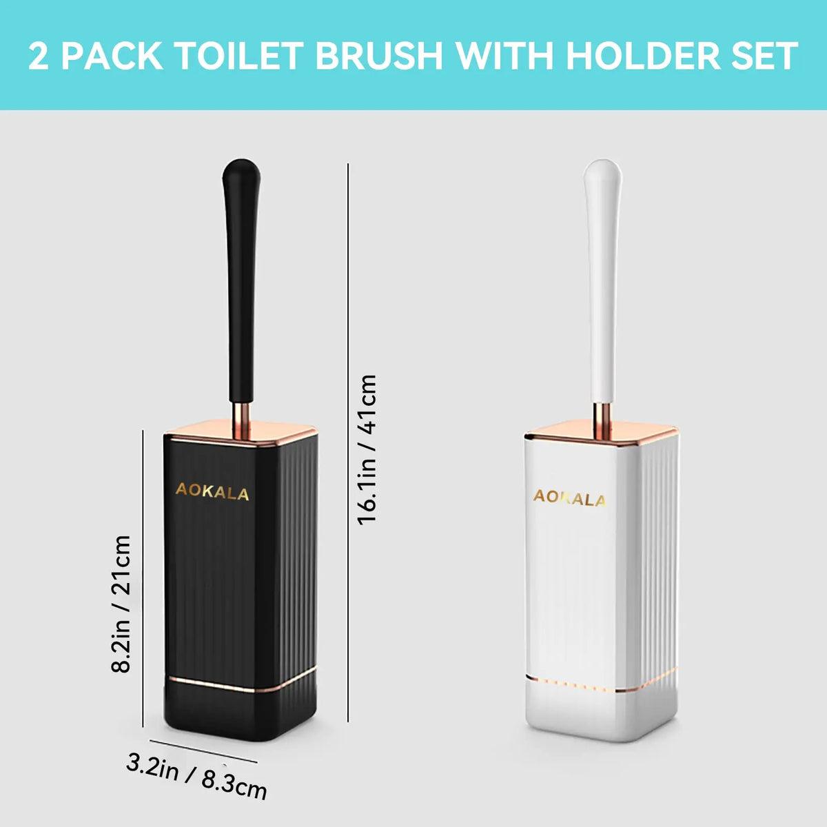 Aokala  Long Handle, Toilet Brush and Holder, Bathroom Brush Cleaner, Silicone Toilet Bowl Brush Set, Modern Bathroom Design, Durable Deep Cleaning Tool, Toilet Bowl Scrubber, Bathroom Cleaning Tools