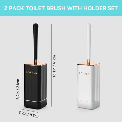 Aokala  Long Handle, Toilet Brush and Holder, Bathroom Brush Cleaner, Silicone Toilet Bowl Brush Set, Modern Bathroom Design, Durable Deep Cleaning Tool, Toilet Bowl Scrubber, Bathroom Cleaning Tools