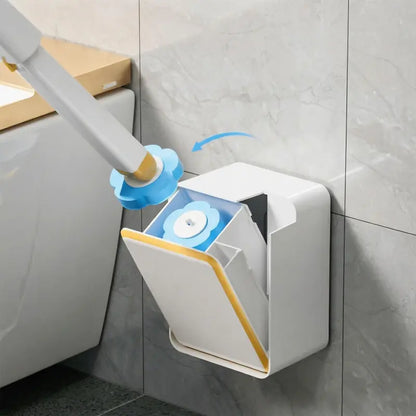 Disposable Toilet Scrubber Wand - Plastic Bathroom Cleaning Tool, Disposable Toilet Cleaning System with Flower-Shaped Sponge Heads, Built-In Solution, Long Handle for Hard-To-Reach Areas & Deep Clean
