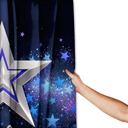 LVRLVR 4Pcs Dallas Cowboys Silver Star Galaxy Print Sports Fan Style Multi-Color Bathroom Shower Curtain Set 70.8×70.8 Inch