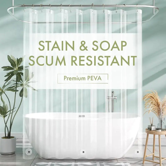 [New Deal] PEVA Plastic Shower Curtain Liner, 72x72 Clear Waterproof Lightweight Modern Liner for Bathroom, with 3 Magnets, 12 Rustproof Metal Grommets, Compatible with Straight Shower Curtain Rods