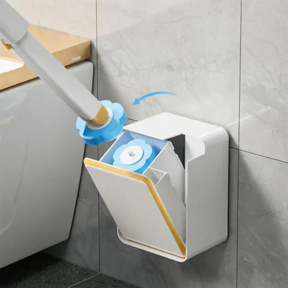 Nifogo Rotating Long-Handled Plastic/Silicon Disposable Toilet Brush Set with Wall Mount Holder, 24 Refills, Multi-Surface Bathroom Cleaning System for Toilet Bowl, Sink