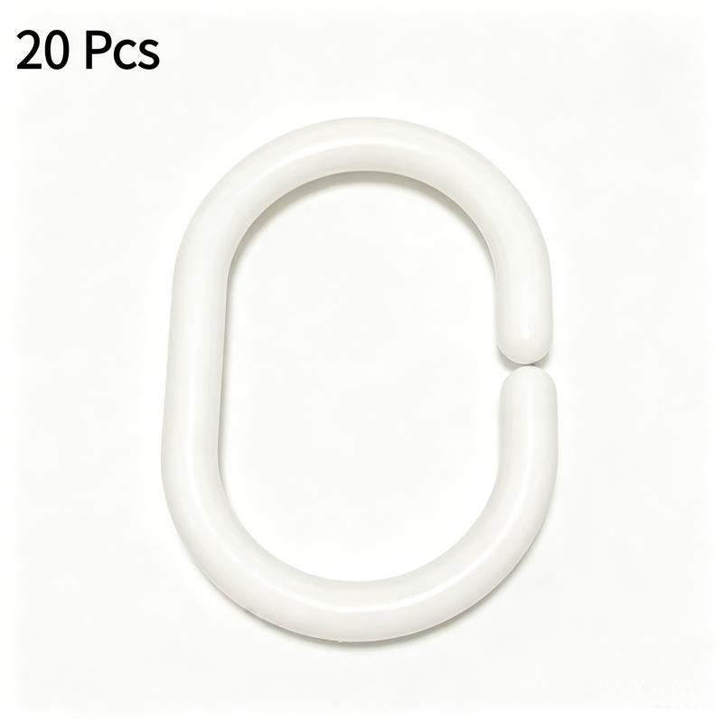 20pcs C-shaped Shower Curtain Hook, Simple Multifunctional Plastic Curtain Hook, Curtain Rod Rings, Suitable for Bathroom Wardrobe Cabinet, Bathroom Accessories -YY1