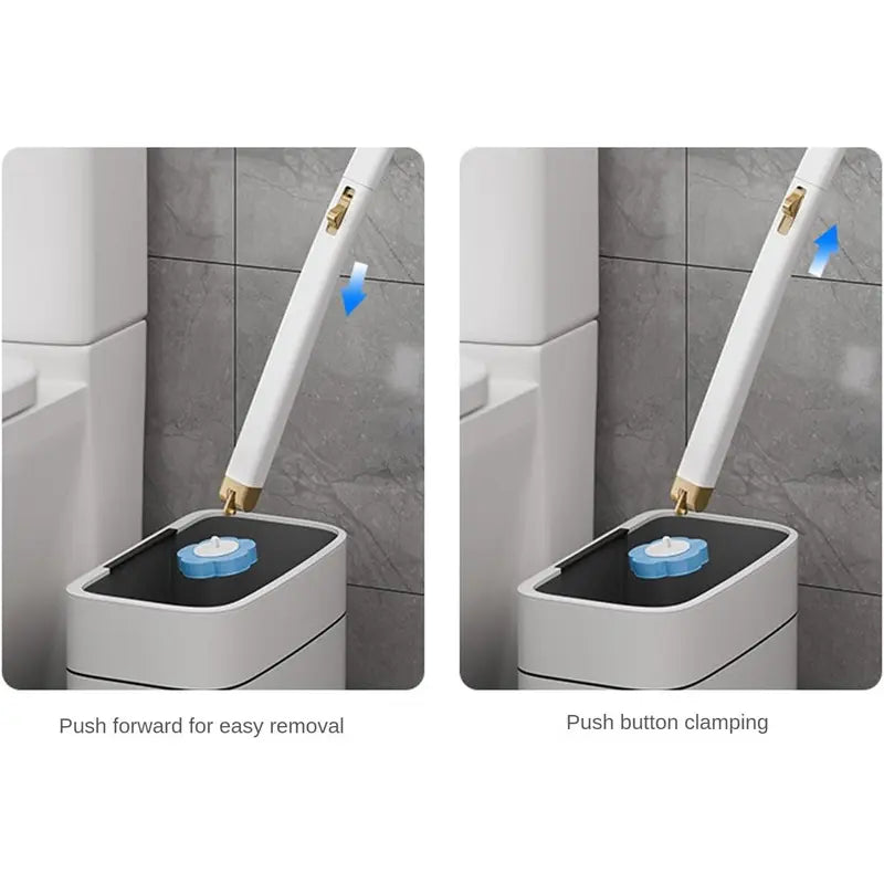 Wall-Mounted ABS Plastic Toilet Wand Disposable Cleaning Kit - Bathroom Cleaning Tool, Daily 17in Long Handle Lightweight Toilet Brush & Plungers, Ergonomic Handle, Soft Sponge Scrub, 1+18 Replaceable Heads, Space-Saving Storage Box for Small Bathrooms