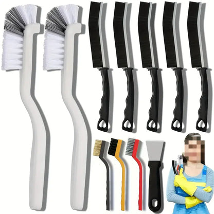 11pcs Reusable Polypropylene Home Care Cleaning Set Kit, Multifunctional Gap Scrubber with Toilet Squeegee for Kitchen, Bathroom Use