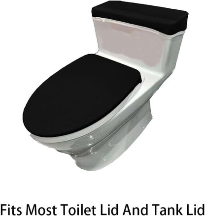 Madeals Bathroom Rug Set 4 Piece with Toilet Lid Cover and Tank Cover Black